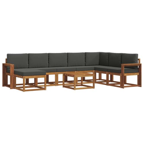 Комплект дивани за открито 9 pcs Натурален и Антрацит