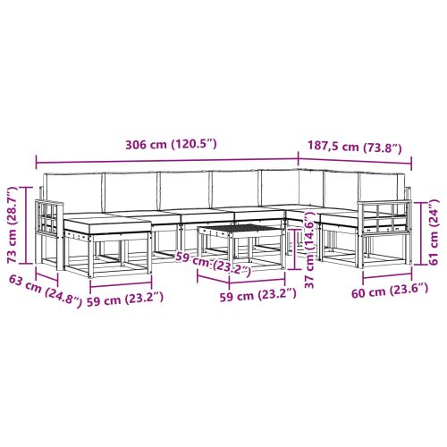 Комплект дивани за открито 9 pcs Натурален и Антрацит