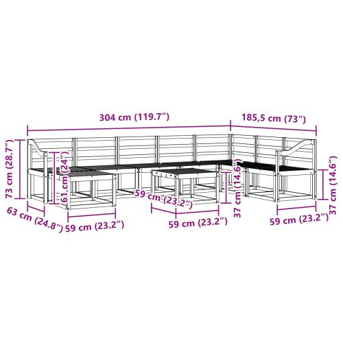 Комплект дивани за открито 9 pcs Естествен