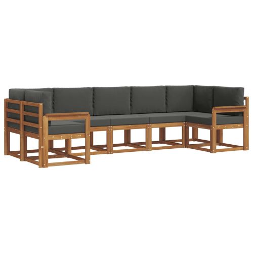 Комплект дивани за открито 7 pcs Натурален и Антрацит