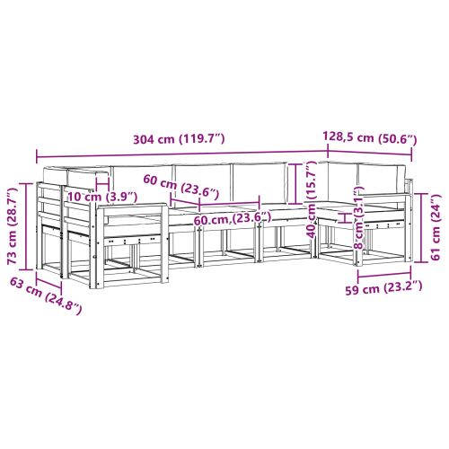 Комплект дивани за открито 7 pcs Натурален и Антрацит