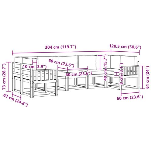 Комплект дивани за открито 7 pcs Натурален и Антрацит