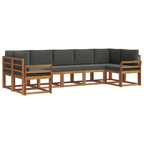 Комплект дивани за открито 7 pcs Натурален и Антрацит