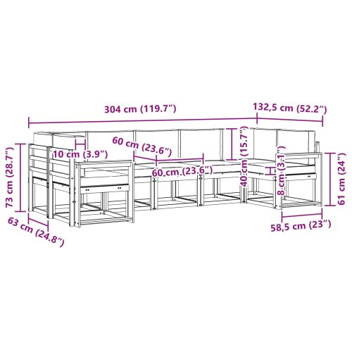 Комплект дивани за открито 7 pcs Натурален и Антрацит