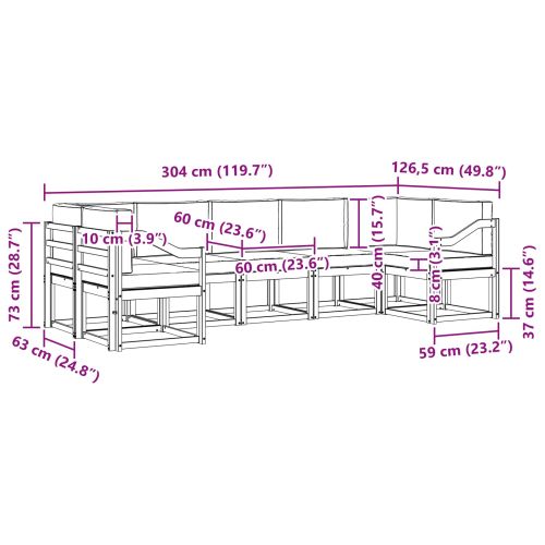 Комплект дивани за открито 7 pcs Натурален и Антрацит