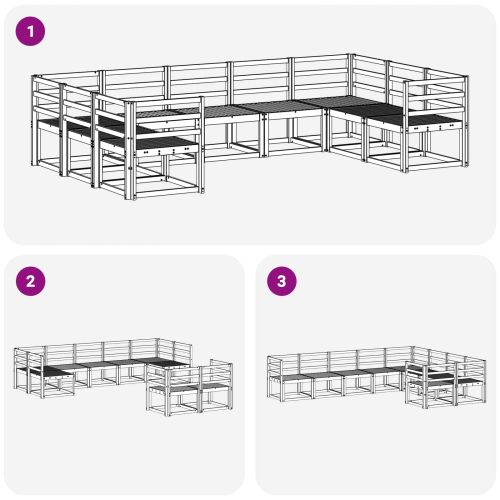 Комплект дивани за открито 9 pcs Естествен