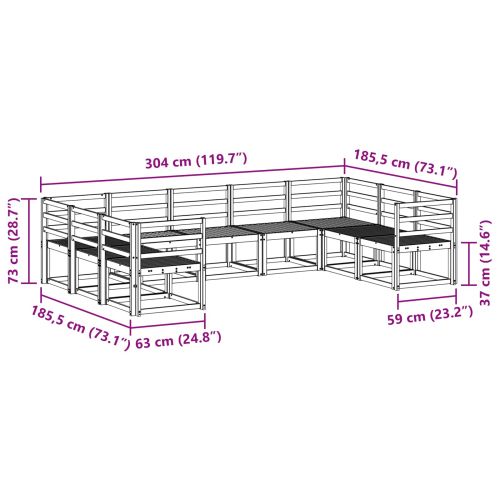 Комплект дивани за открито 9 pcs Естествен