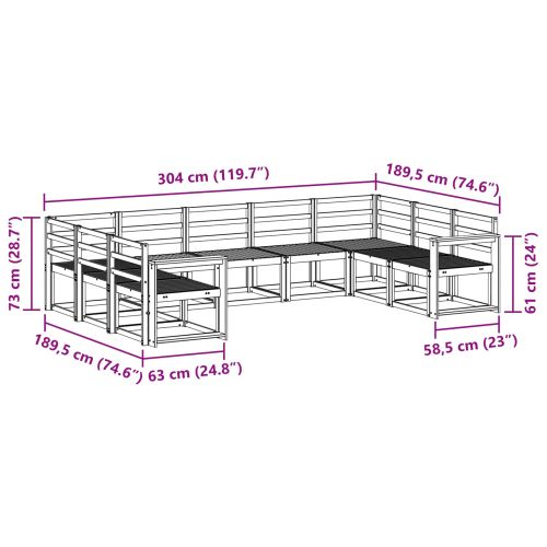 Комплект дивани за открито 9 pcs Естествен