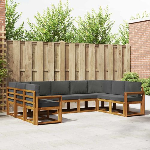 Комплект дивани за открито 9 pcs Натурален и Антрацит