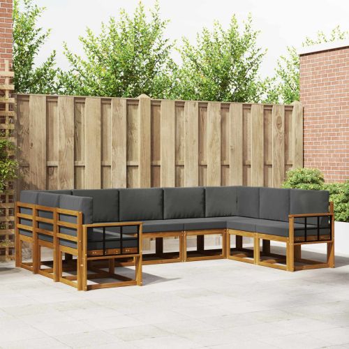 Комплект дивани за открито 9 pcs Натурален и Антрацит