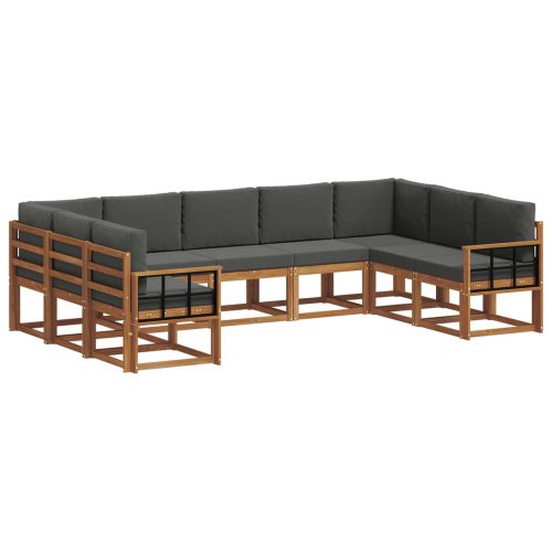 Комплект дивани за открито 9 pcs Натурален и Антрацит