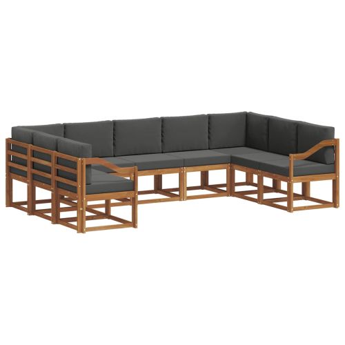 Комплект дивани за открито 9 pcs Натурален и Антрацит