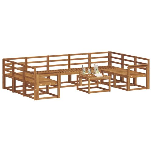 Комплект дивани за открито 10 pcs Естествен