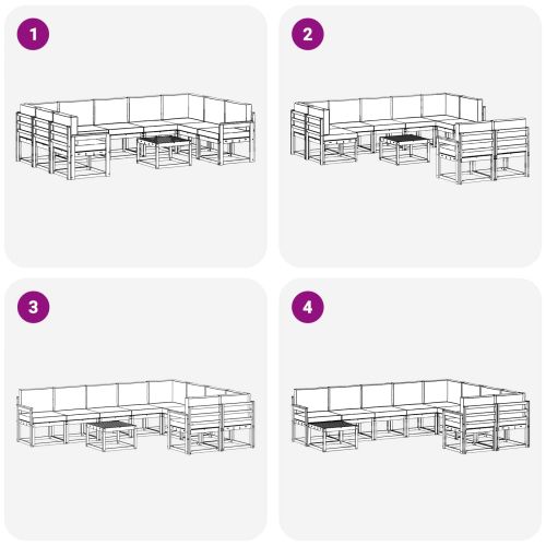 Комплект дивани за открито 10 pcs Натурален и Антрацит