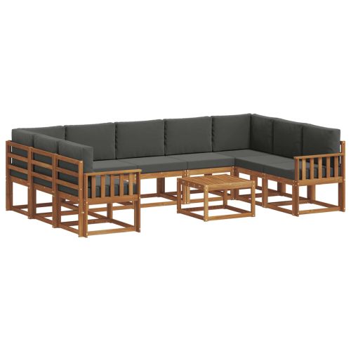 Комплект дивани за открито 10 pcs Натурален и Антрацит