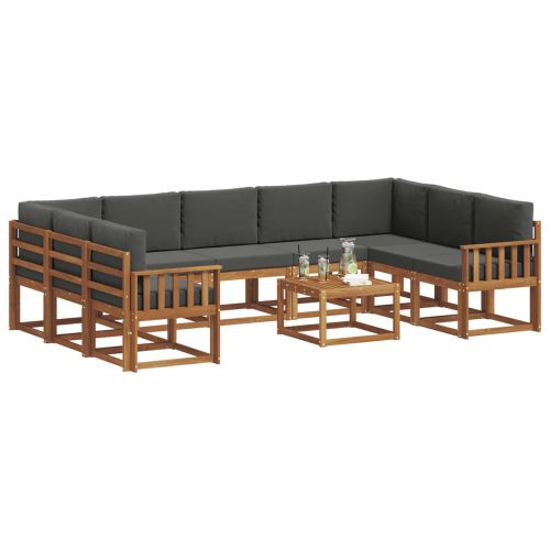 Комплект дивани за открито 10 pcs Натурален и Антрацит