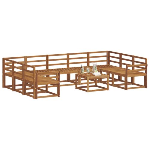 Комплект дивани за открито 10 pcs Естествен