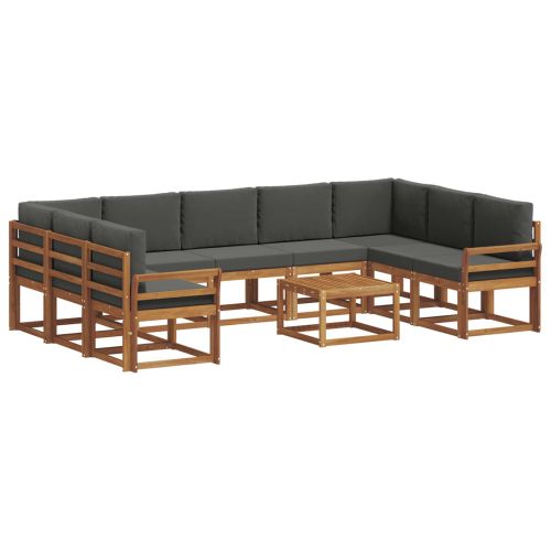 Комплект дивани за открито 10 pcs Натурален и Антрацит