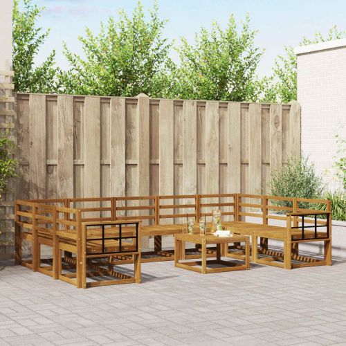 Комплект дивани за открито 10 pcs Естествен