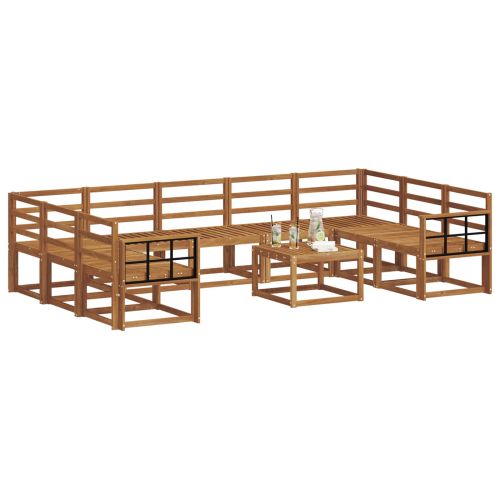 Комплект дивани за открито 10 pcs Естествен