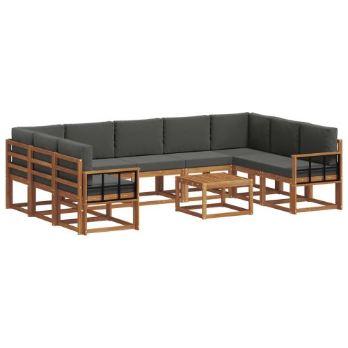 Комплект дивани за открито 10 pcs Натурален и Антрацит