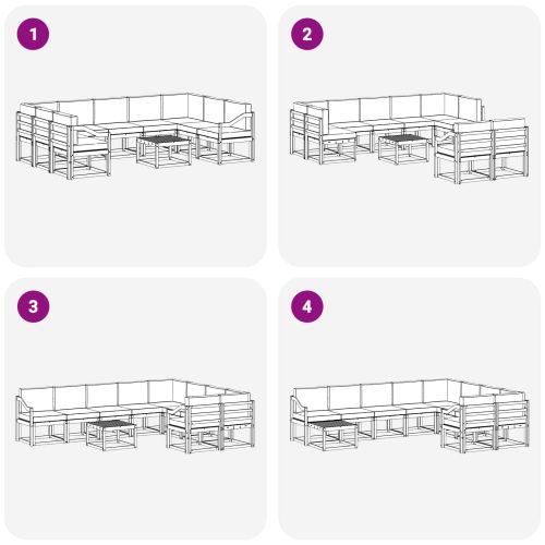 Комплект дивани за открито 10 pcs Натурален и Антрацит