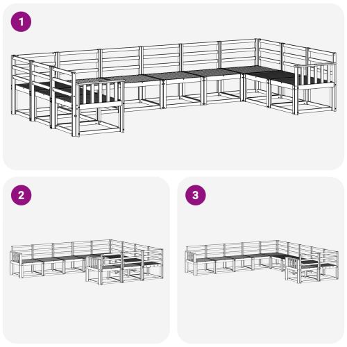 Комплект дивани за открито 10 pcs Естествен