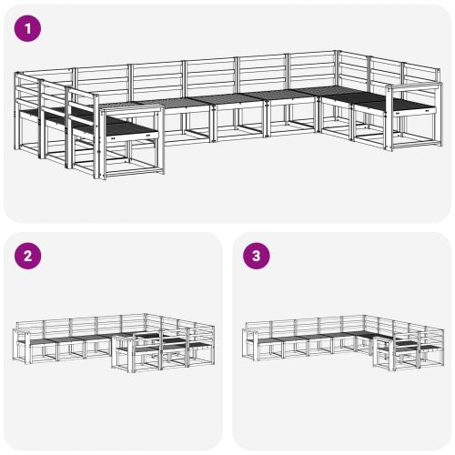 Комплект дивани за открито 10 pcs Естествен