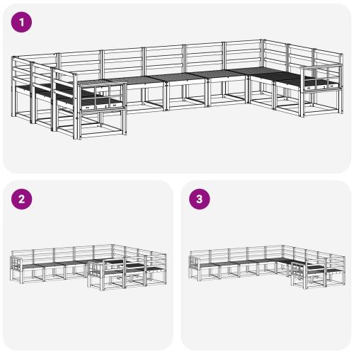Комплект дивани за открито 10 pcs Естествен