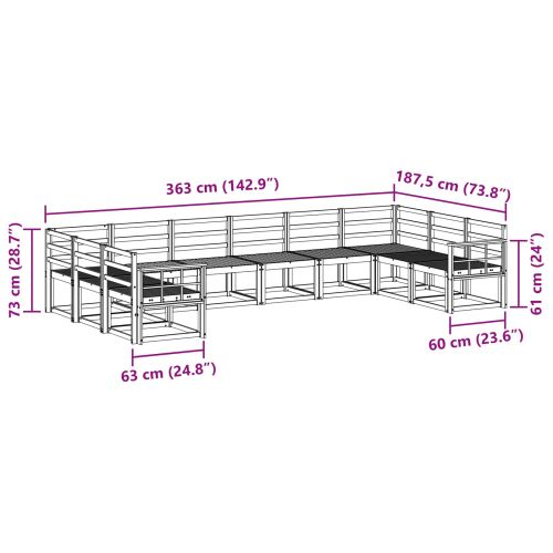 Комплект дивани за открито 10 pcs Естествен
