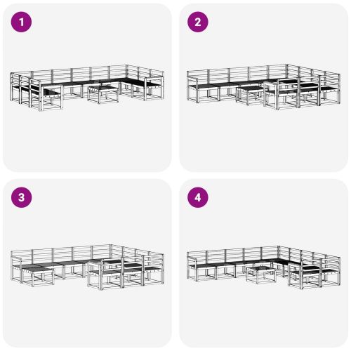 Комплект дивани за открито 11 pcs Естествен
