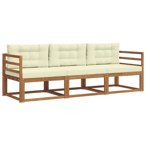 Комплект дивани за открито 3 pcs Натурален и Крема