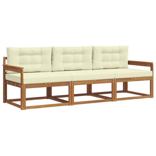 Комплект дивани за открито 3 pcs Натурален и Крема