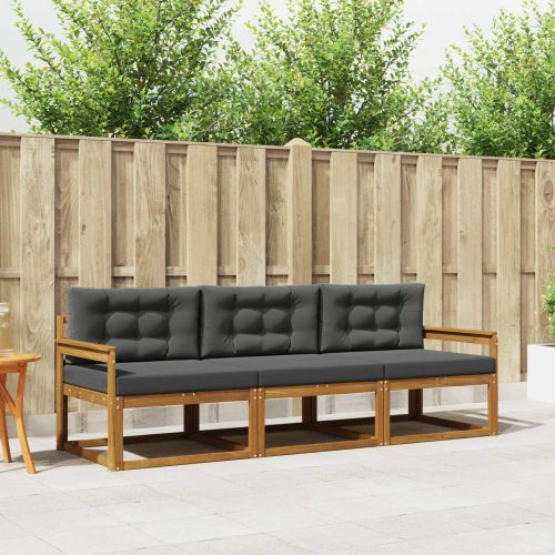 Комплект дивани за открито 3 pcs Натурален и Антрацит