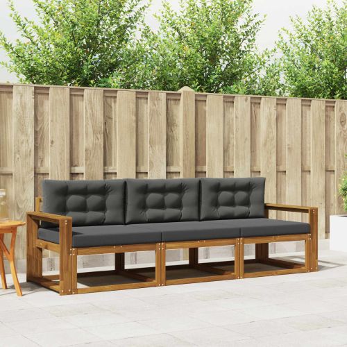 Комплект дивани за открито 3 pcs Натурален и Антрацит