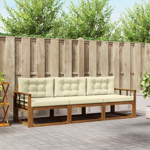 Комплект дивани за открито 3 pcs Натурален и Крема