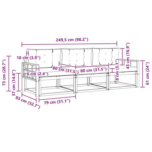 Комплект дивани за открито 3 pcs Натурален и Антрацит