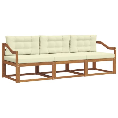 Комплект дивани за открито 3 pcs Натурален и Крема