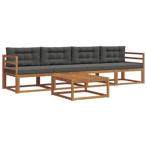 Комплект дивани за открито 5 pcs Натурален и Антрацит