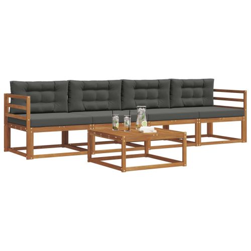 Комплект дивани за открито 5 pcs Натурален и Антрацит