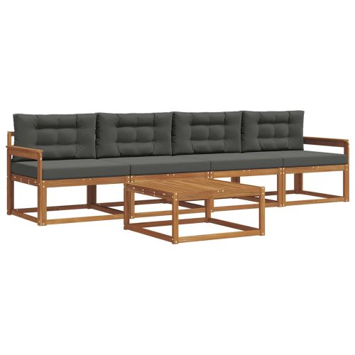 Комплект дивани за открито 5 pcs Натурален и Антрацит