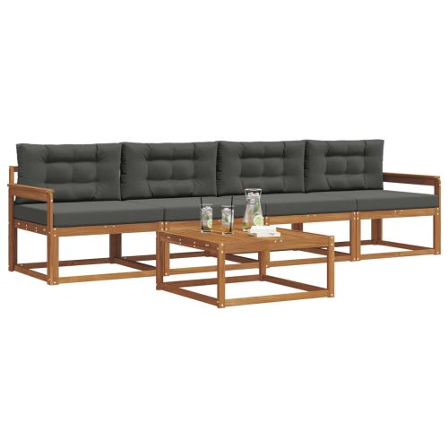 Комплект дивани за открито 5 pcs Натурален и Антрацит