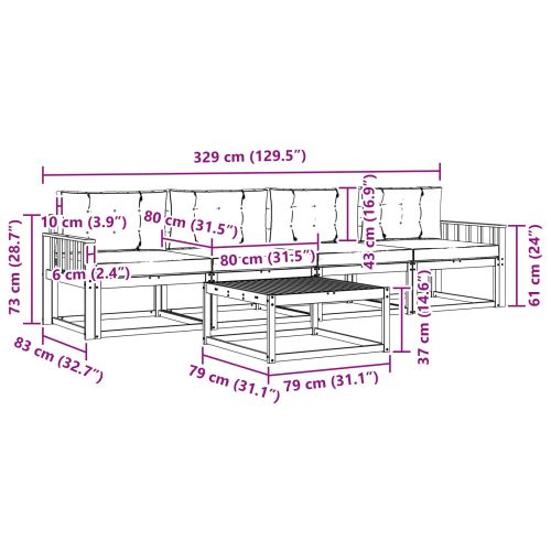 Комплект дивани за открито 5 pcs Натурален и Крема