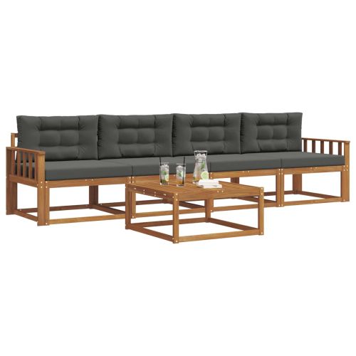 Комплект дивани за открито 5 pcs Натурален и Антрацит