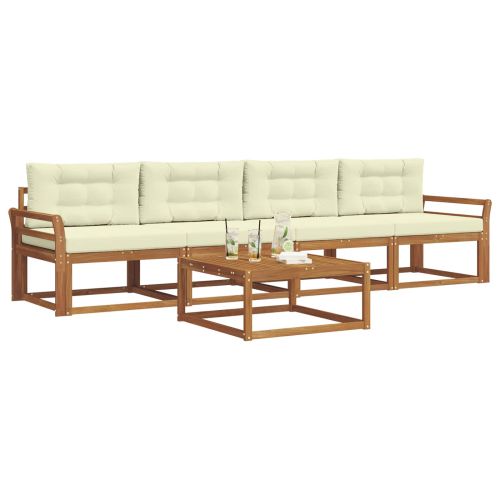 Комплект дивани за открито 5 pcs Натурален и Крема