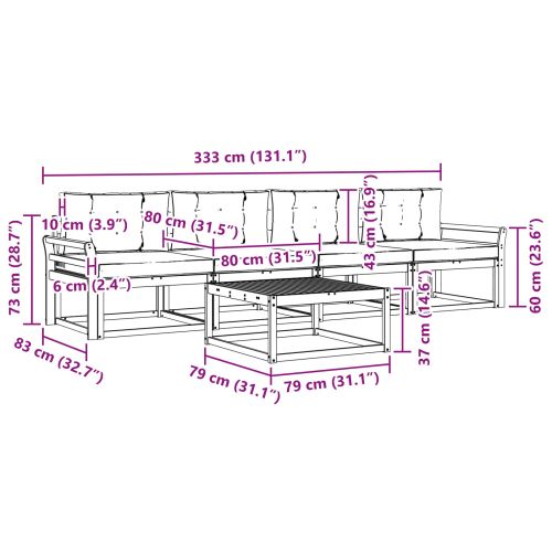 Комплект дивани за открито 5 pcs Натурален и Крема