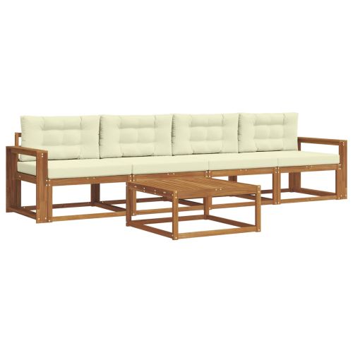 Комплект дивани за открито 5 pcs Натурален и Крема