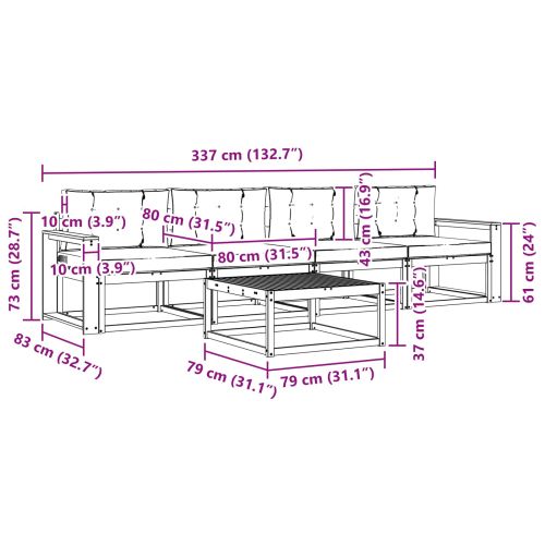 Комплект дивани за открито 5 pcs Натурален и Крема