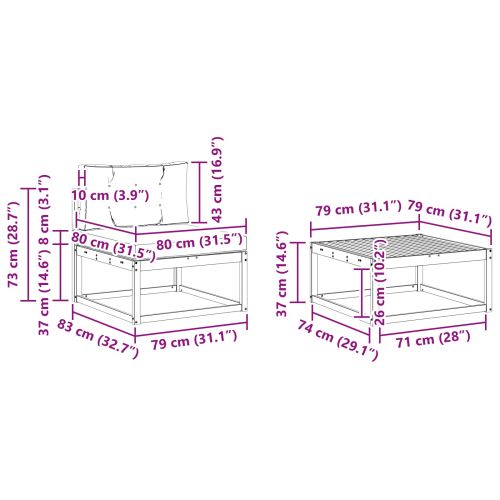 Комплект дивани за открито 5 pcs Натурален и Крема