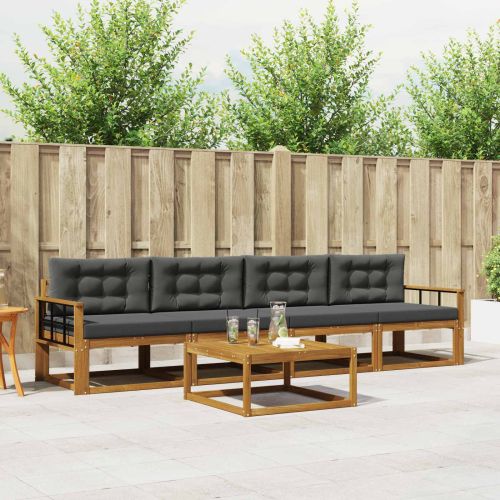 Комплект дивани за открито 5 pcs Натурален и Антрацит